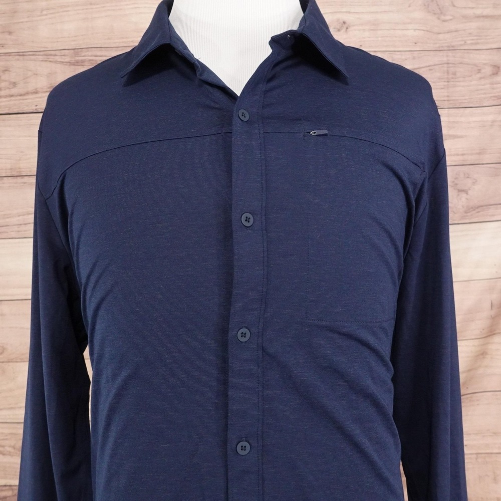 FLX Shirt Mens 2XL Blue Long Sleeve Button-Up Polyester Urban Commuter